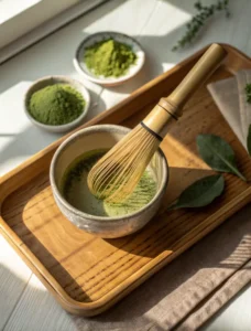 whisk matcha powder with warm water for japanese mounjaro recipe