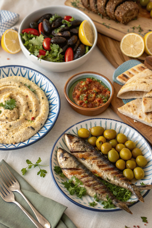 mediterranean diet dinner serving