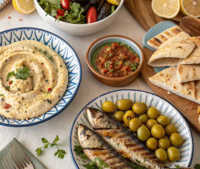 mediterranean diet dinner serving