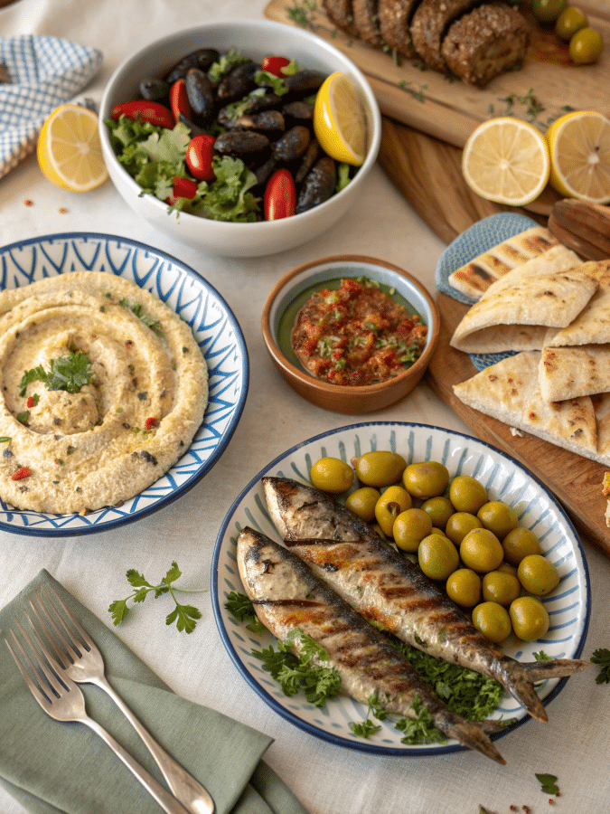 mediterranean diet dinner serving