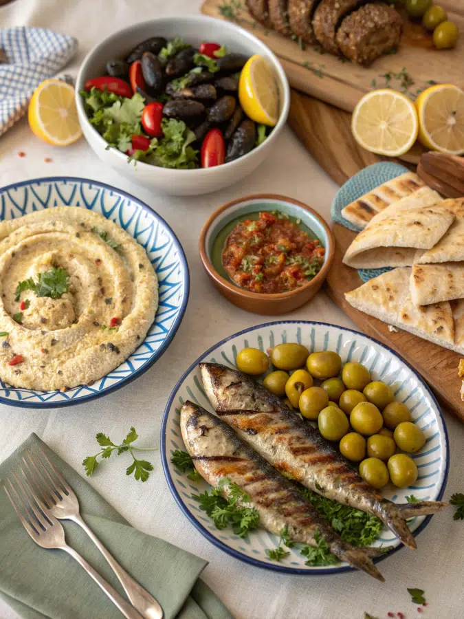 mediterranean diet dinner serving