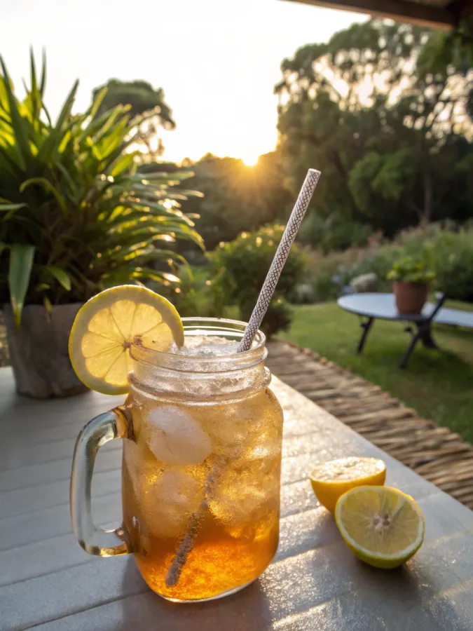 Serving Natural Mounjaro Recipe in mason jar with ice