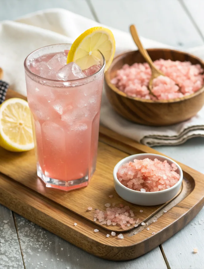 Pink salt diet drink recipe ready to serve