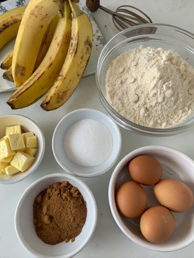 Ingredients for banana bread muffins
