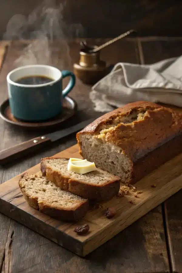 Joanna Gaines banana bread recipe served sliced with butter