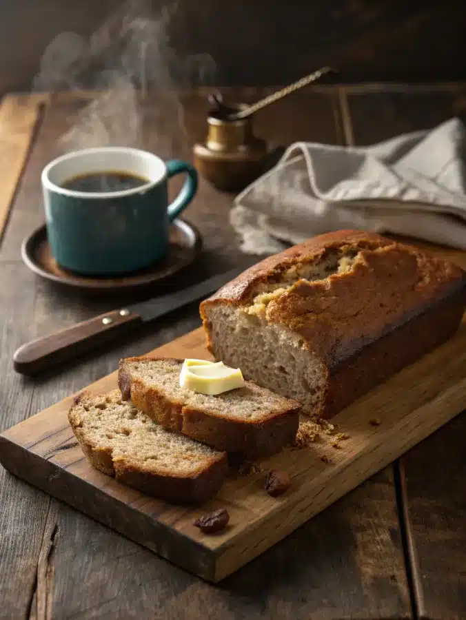 Joanna Gaines banana bread recipe served sliced with butter